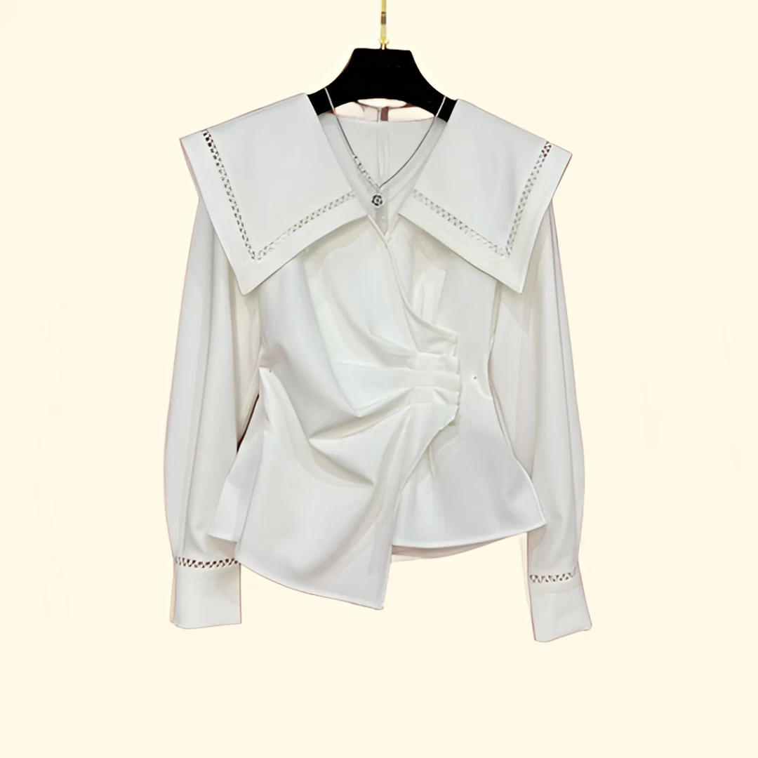 2025年春季海军领不规则长袖衬衫