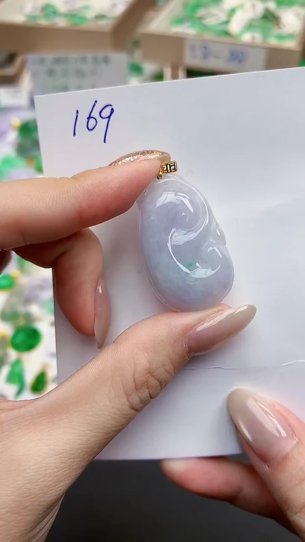 颈饰18K金镶嵌翡翠天然缅甸A货翡翠