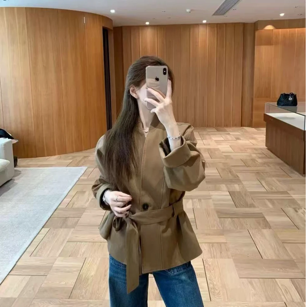 8835拿到原版啦 心心念念的韩代小翻领短款风衣外套