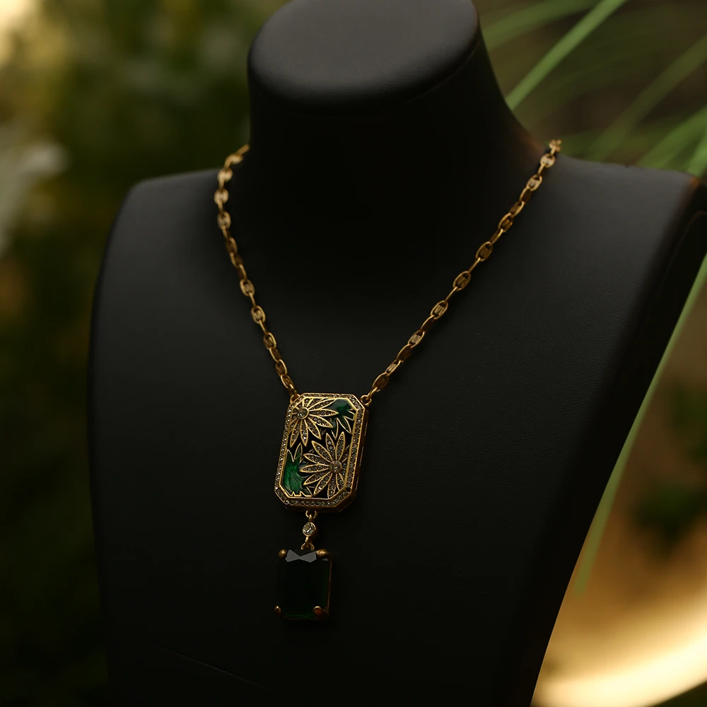 铜合金项链 中古Vintage重工【莫奈花园】项链-4720