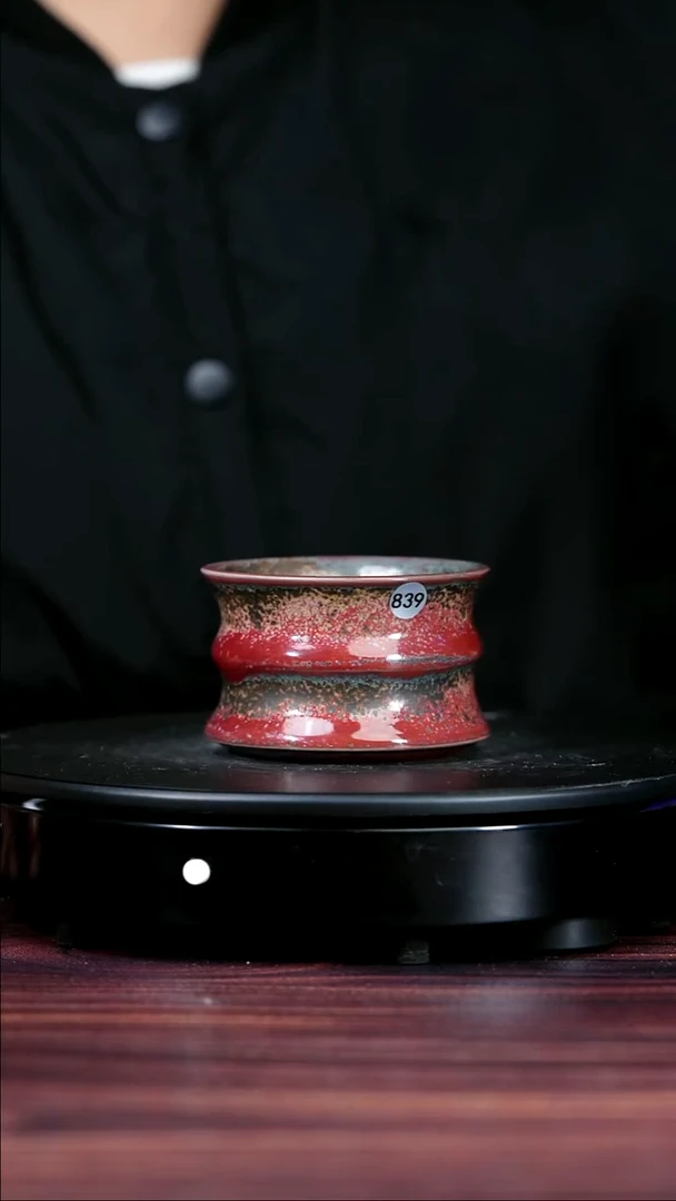 杯子瓷839#吴航生一级品原矿钧瓷竹节杯