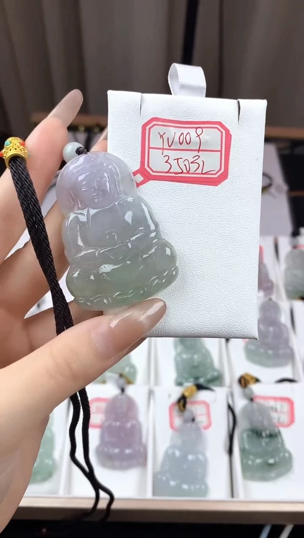 翡翠未镶嵌颈饰YV009冰春彩观音
