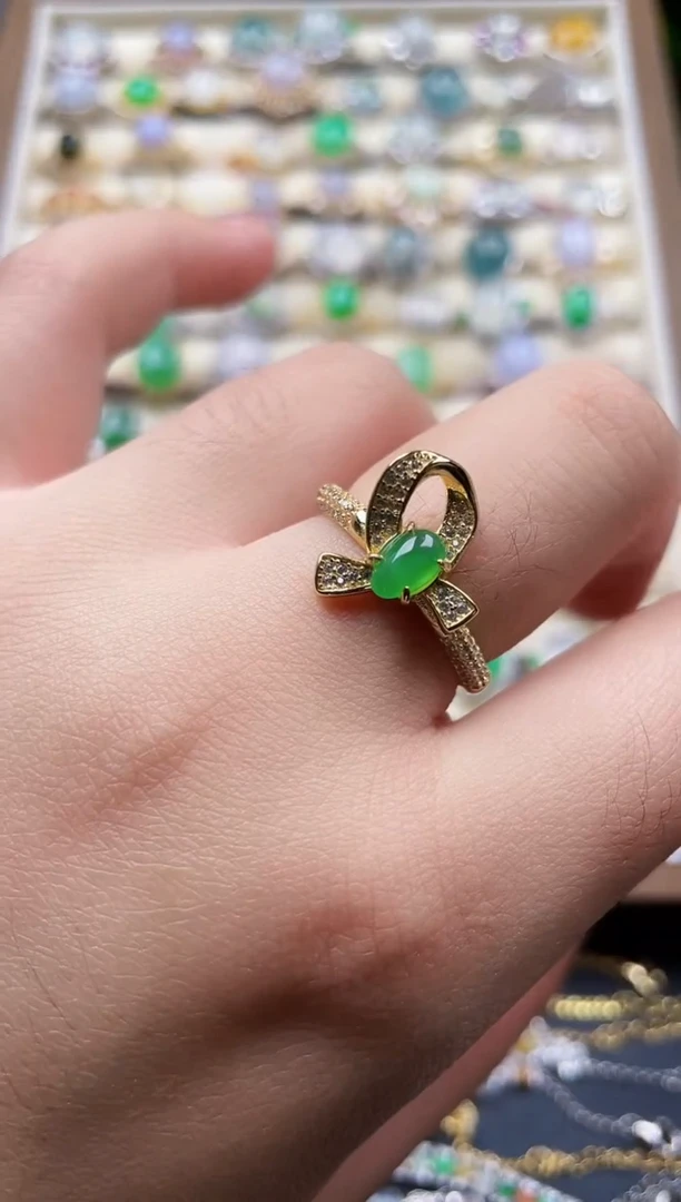 银S925镶嵌戒指翡翠73