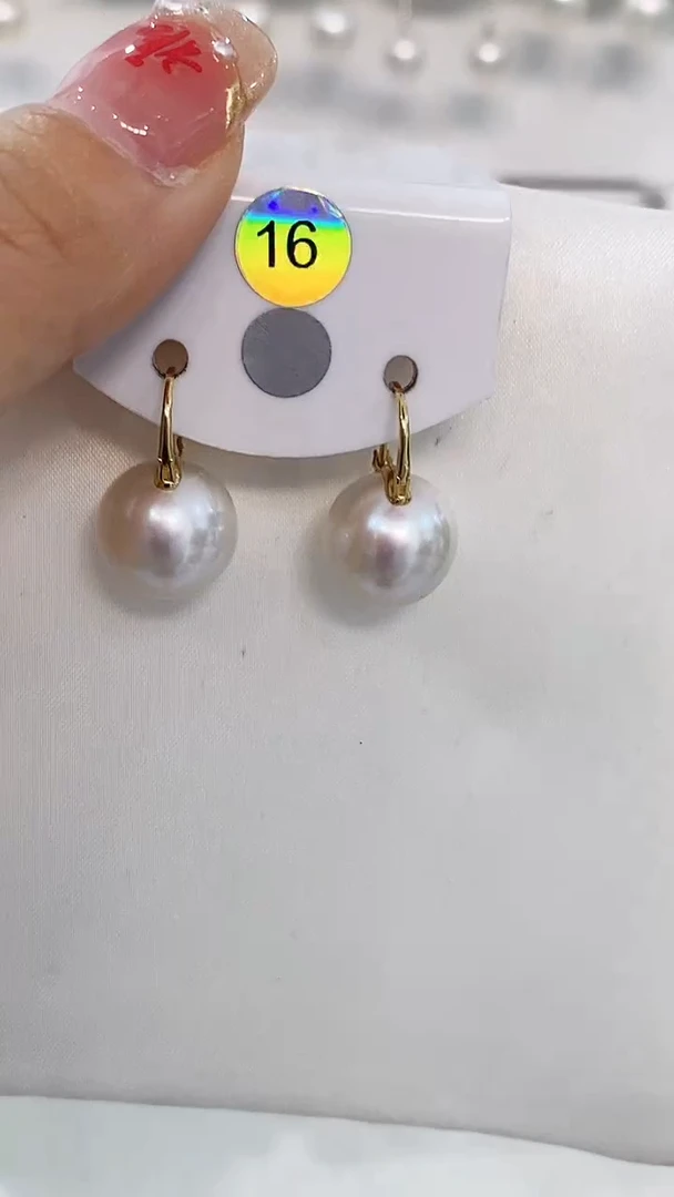 【闪购商品】淡水珍珠耳饰18K金镶嵌13-14mm茶壶款耳饰