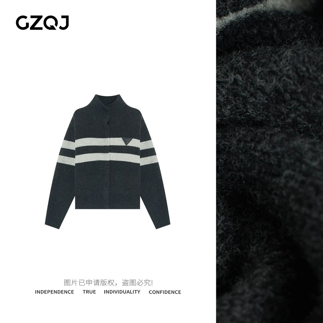 老琴私服 【心动舞曲】时尚休闲百搭毛衣设计拼色织开衫外套9907