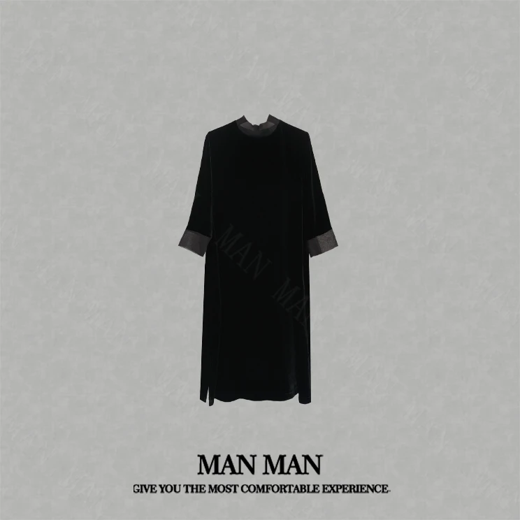 满满-『纱领真丝丝绒裙』25023真丝气质时尚百搭重磅国风