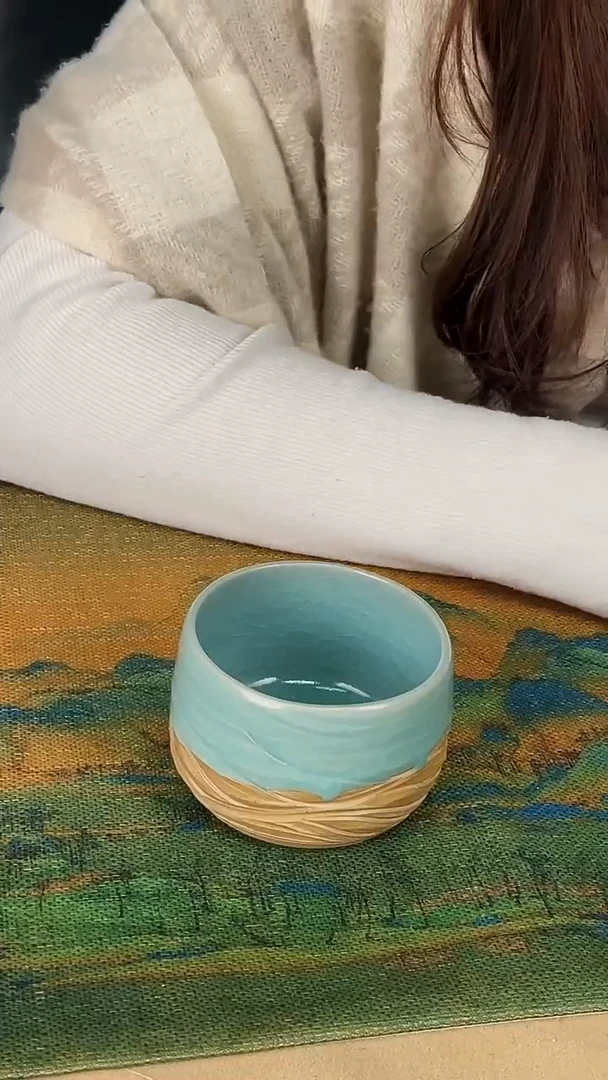 杯子瓷孙现锋 仿古天青釉  大创意杯
