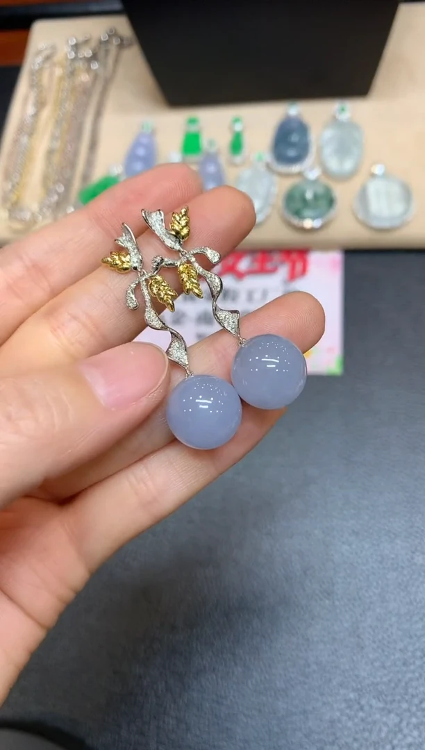 【闪购商品】翡翠耳饰18K金镶嵌【无服务费