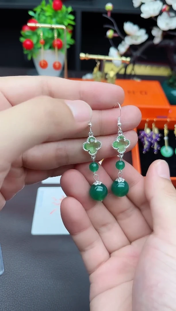 玛瑙/玉髓耳饰银S925镶嵌705000