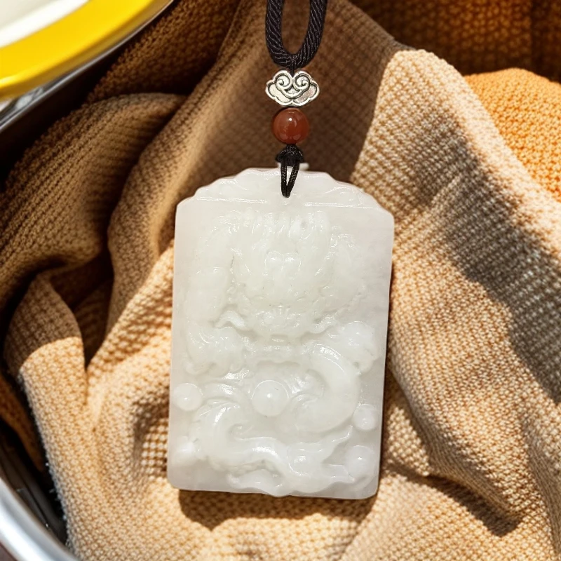 【抖音质检先鉴后发一物一证书】保正品保天然和田玉白玉龙牌