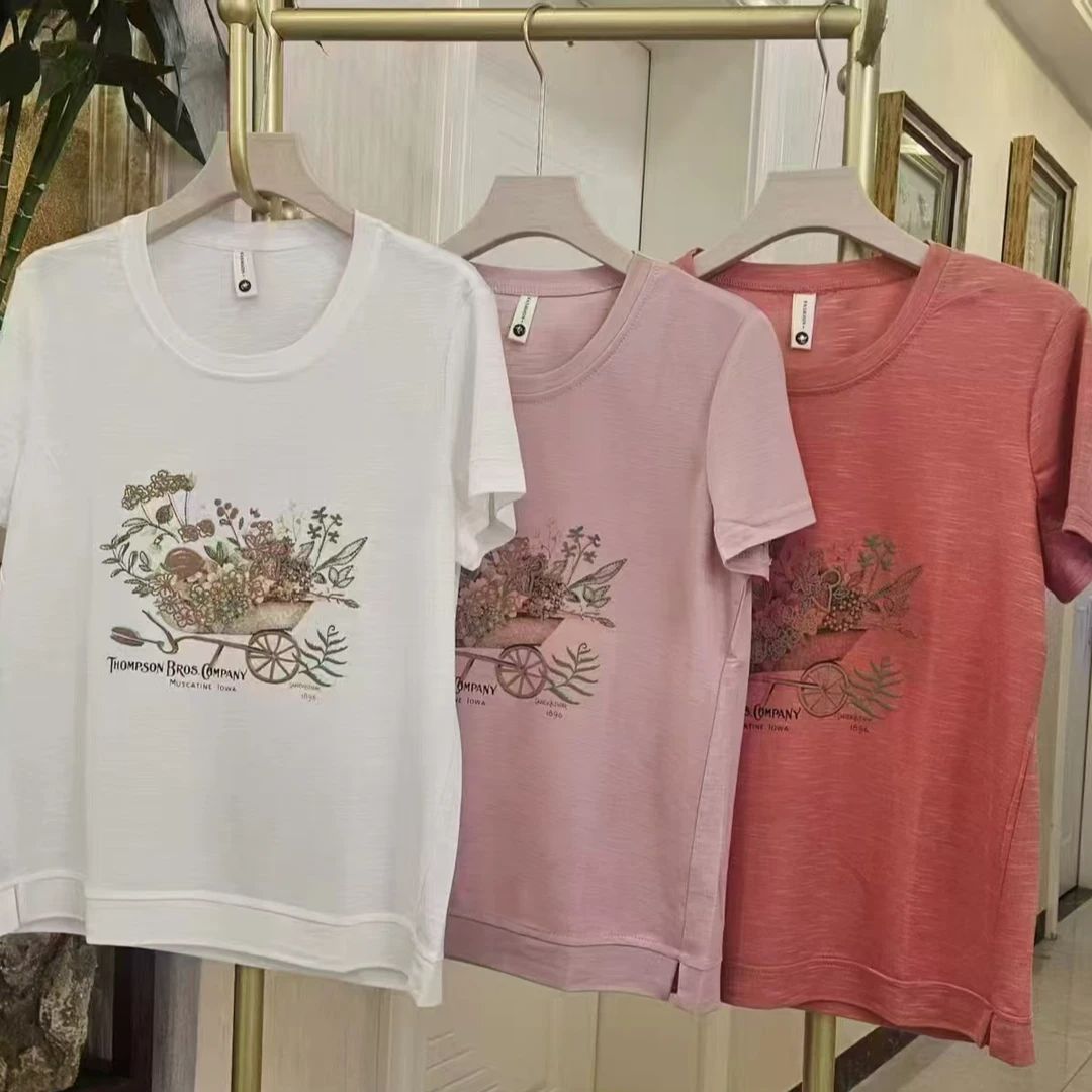 纯色印花女士短袖297-537款