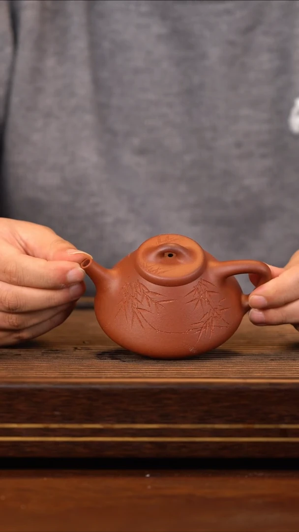 茶壶紫砂紫泥子冶刻竹2