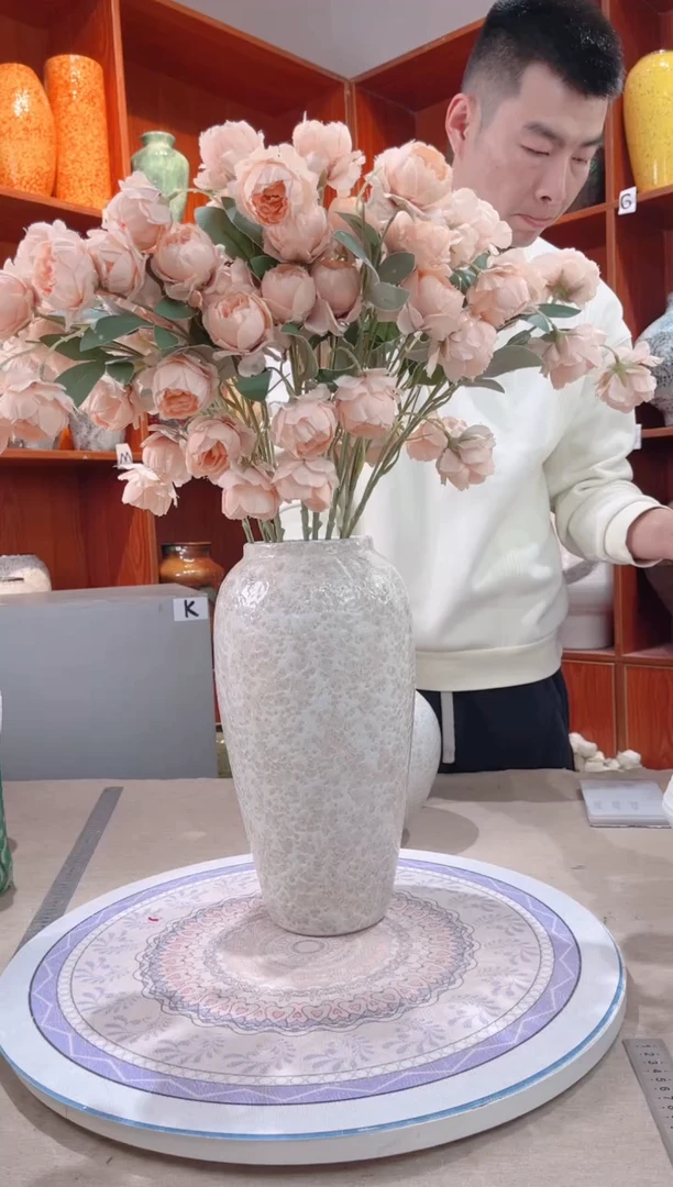 【闪购商品】瓶  茶白 大号 陶瓷花瓶 无花