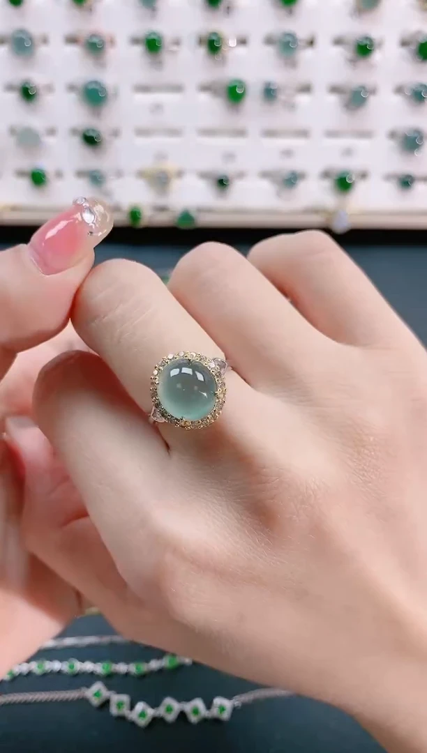 【闪购商品】翡翠戒指银S925镶嵌 天然翡翠