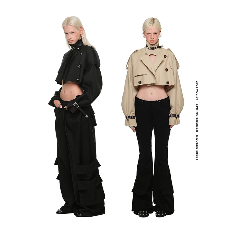 【25春新Vol.1】1JINN STUDIO 复古双排扣超短款风衣