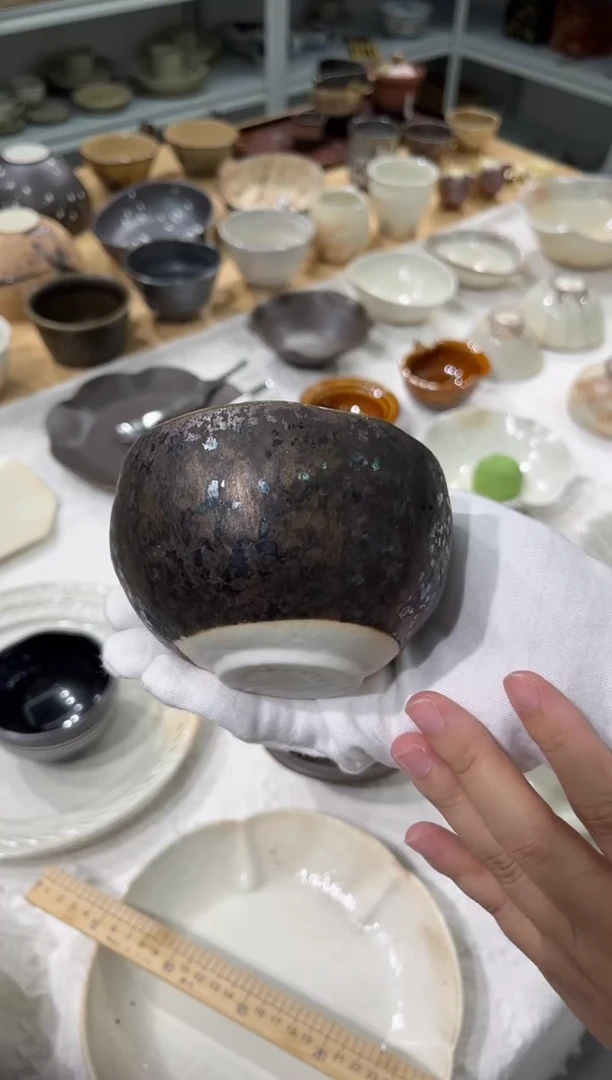 瓷片侘寂圆碗（小）-金彩
