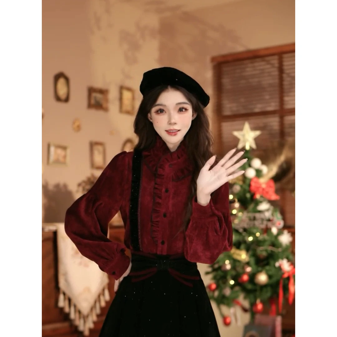 岑岑【雪满山】港味复古显瘦气质设计感上衣31110