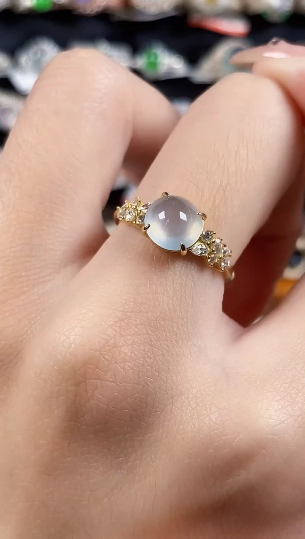 银S925镶嵌戒指翡翠 天然A货翡翠28