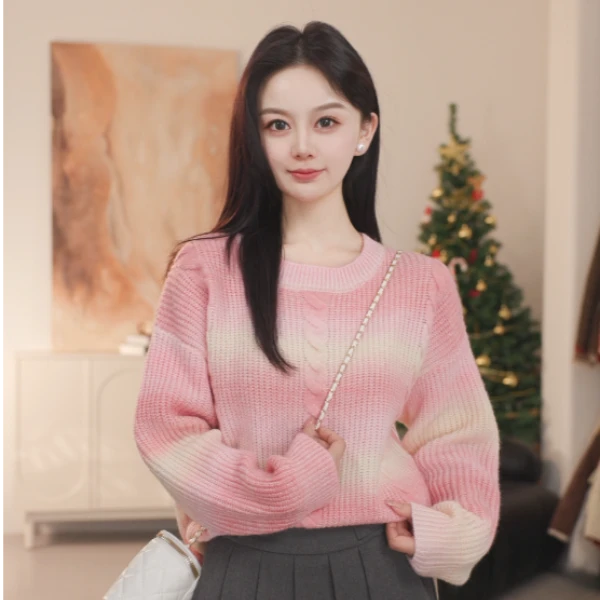 【欧若风新品】茵曼冬季百搭保暖套头毛衣慵懒百搭休闲舒适打底衫女