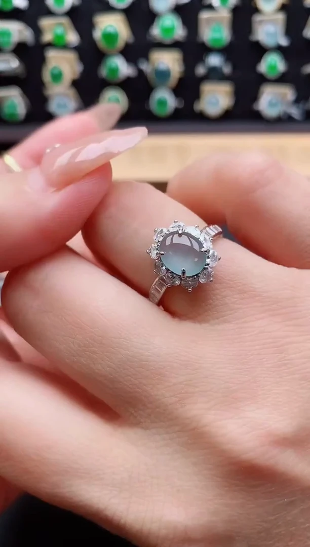 银S925镶嵌戒指翡翠1