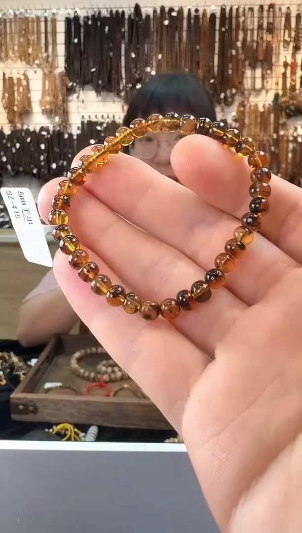 未镶嵌琥珀手链抚顺翳珀单圈手串/6mm发一件