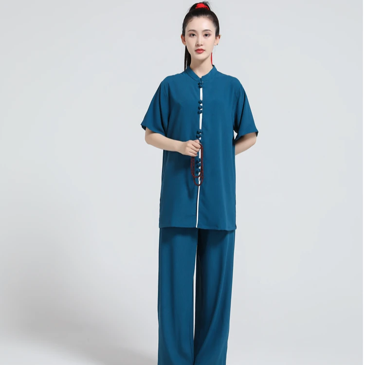 一举成功太极服冰丝麻弹力麻短袖八段锦太极拳夏季高端时尚武术