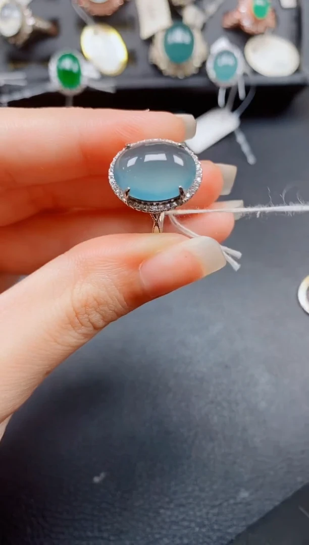 银S925镶嵌戒指翡翠翡翠