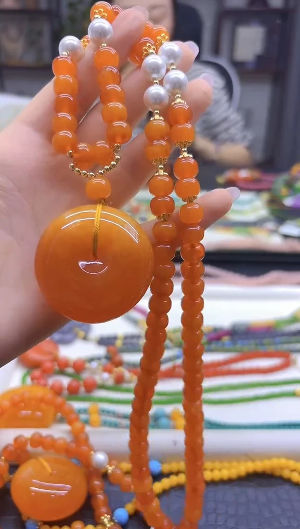 蜜蜡毛衣链未镶嵌DIY款M822