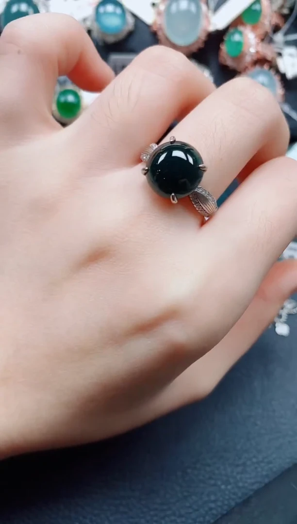 银S925镶嵌戒指翡翠翡翠