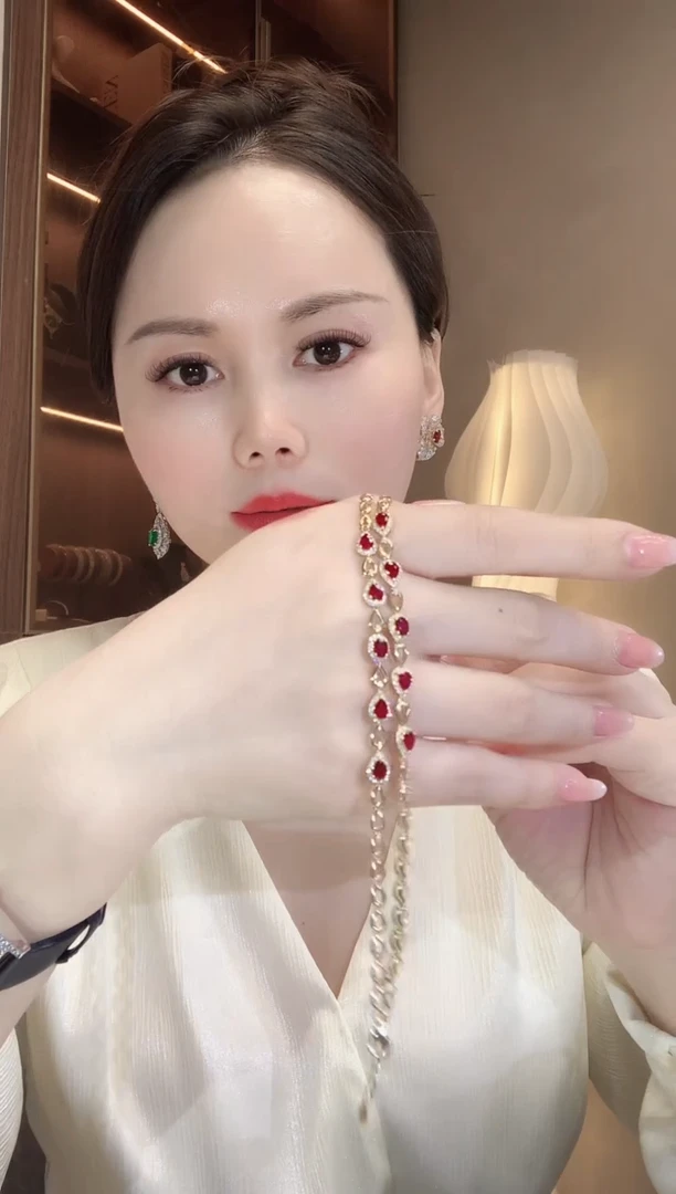 手链18K金镶嵌红宝石C22 多样性发货一件