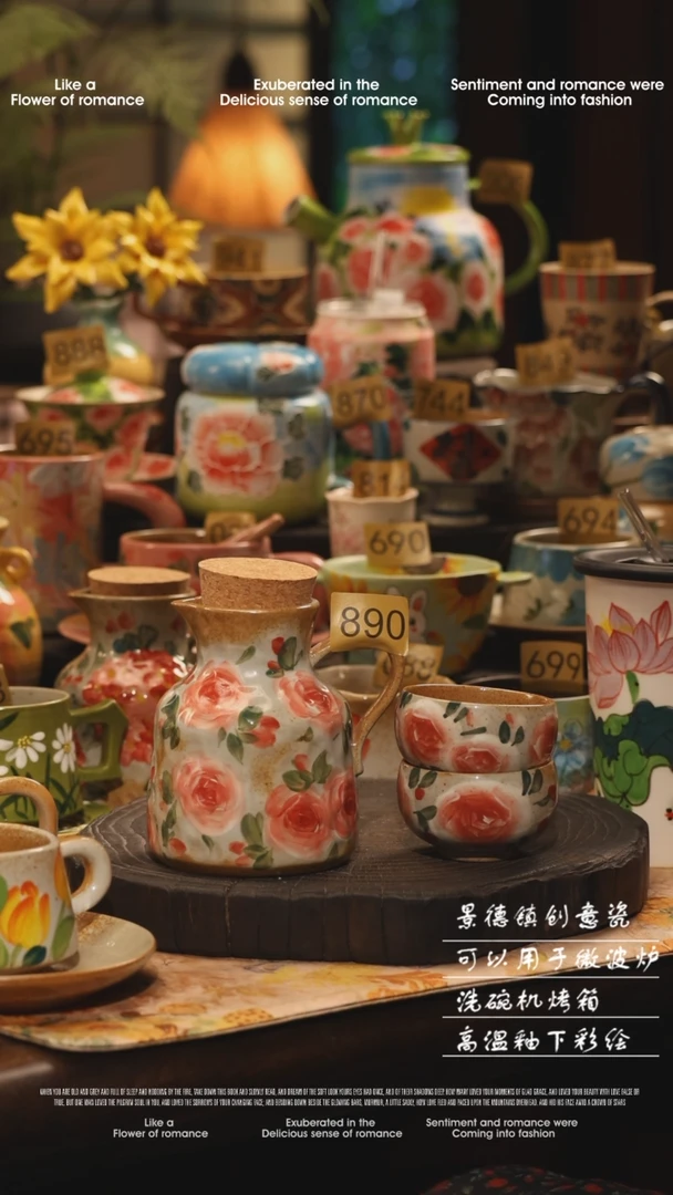 陶瓷890一套景德镇高温釉下彩绘设计师款式