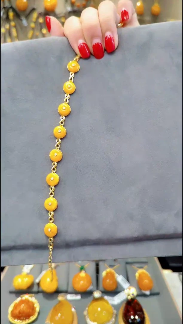 【闪购商品】蜜蜡手链银S925镀金镶嵌A030蜜蜡手链