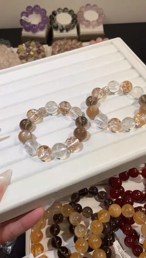 合成欧泊未镶嵌手串多样性发一焦糖可可15-16mm