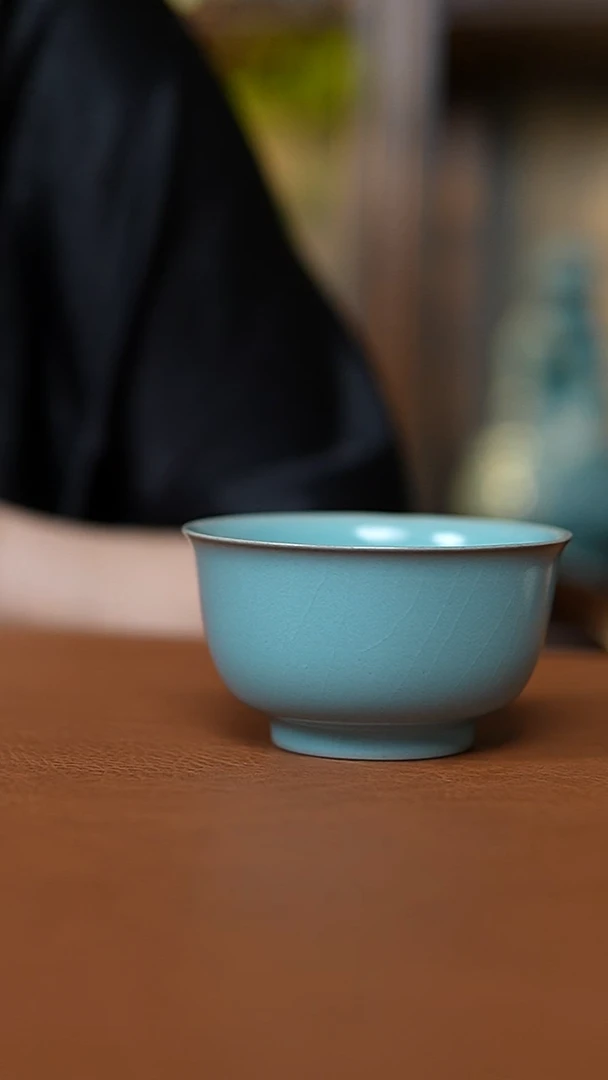 杯仿古天青压手杯瑕