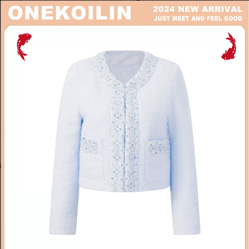 OneKoilin多瑙彩宝”彩色宝石羊毛小香羽绒外套DNCB