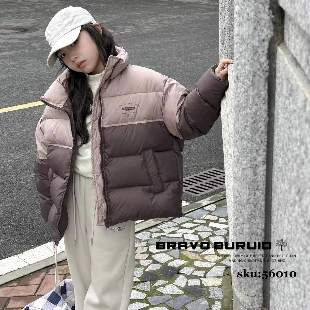 卡可鸭1827新款高街潮酷儿童拼接立领棉服