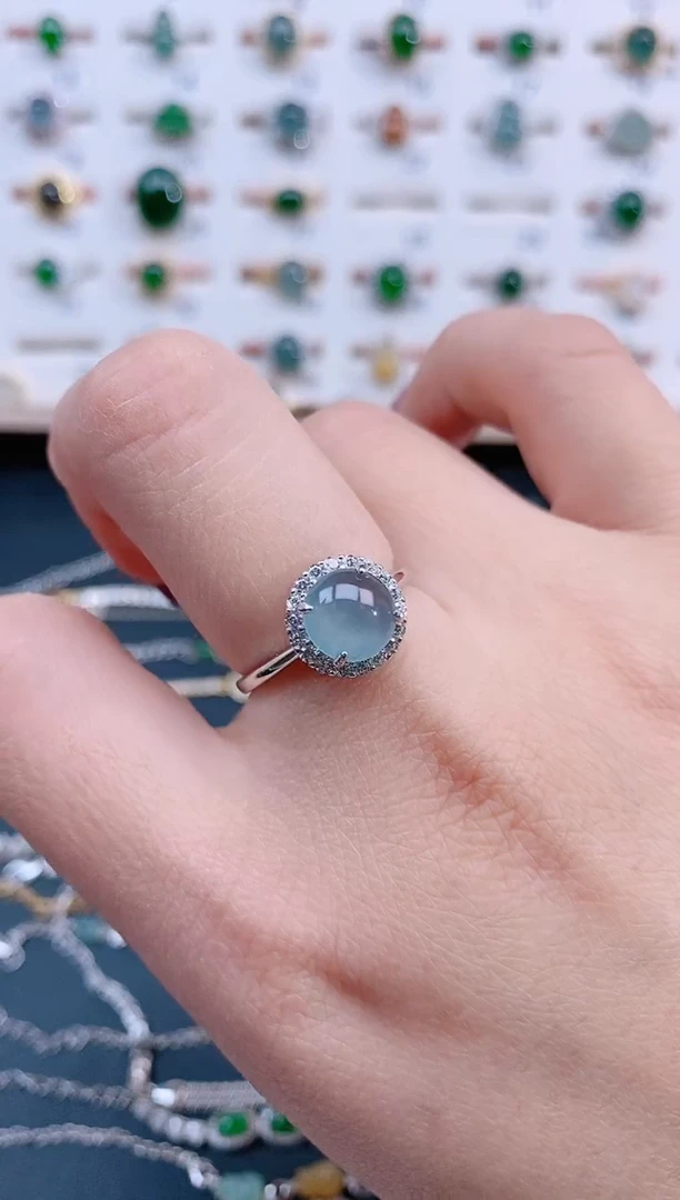 银S925镶嵌戒指翡翠天然翡翠