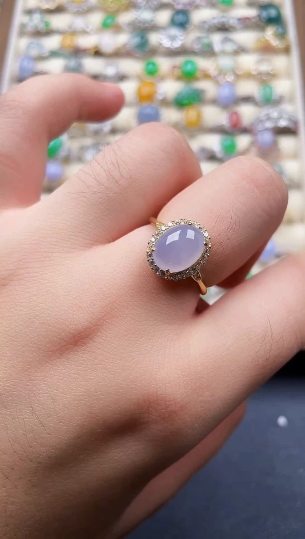 银S925镶嵌戒指翡翠j*y1