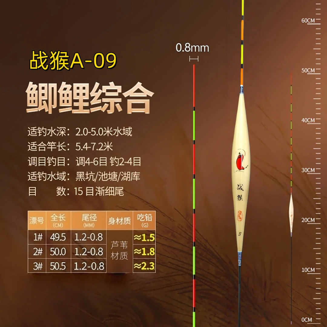 战猴A09高灵敏芦苇竞技浮漂适用于黑坑轻口滑口鲫鱼醒目防走水