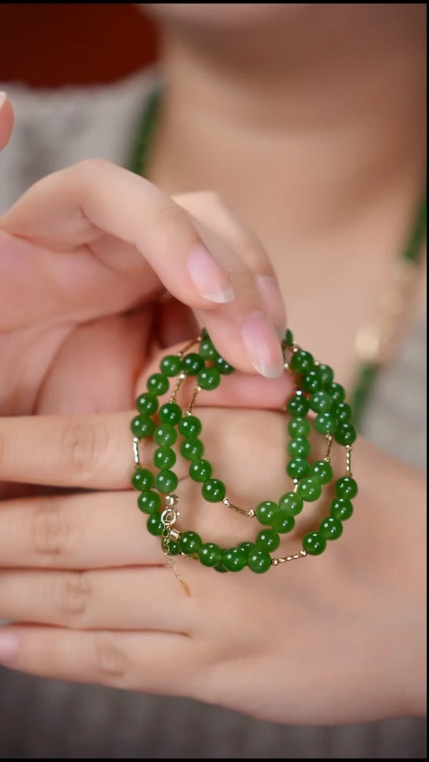 项链18K金镶嵌和田玉6