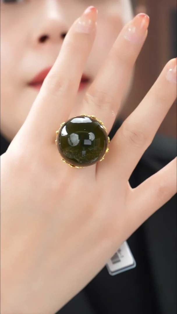 琥珀颈饰未镶嵌墨西哥蓝珀圆珠戒指