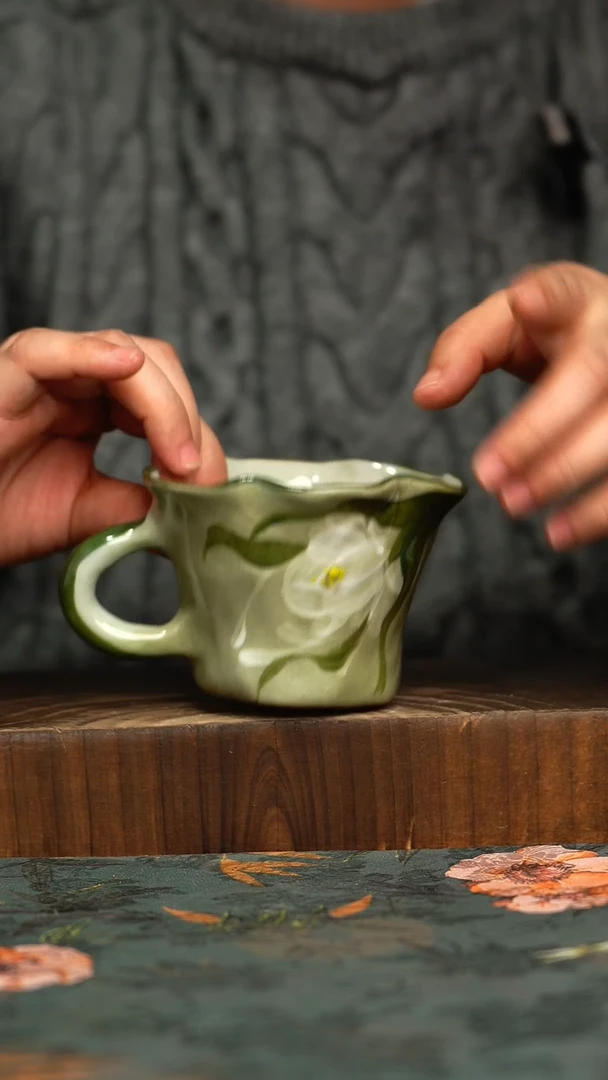 杯釉下彩手工手绘同款陶器