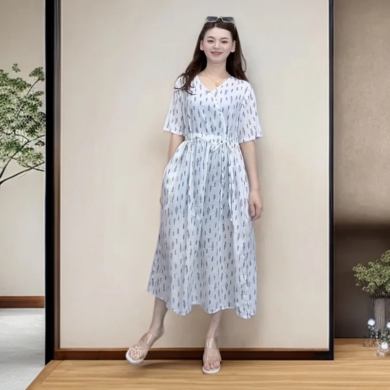 九儿新款夏季上新文艺复古宽松休闲连衣裙001