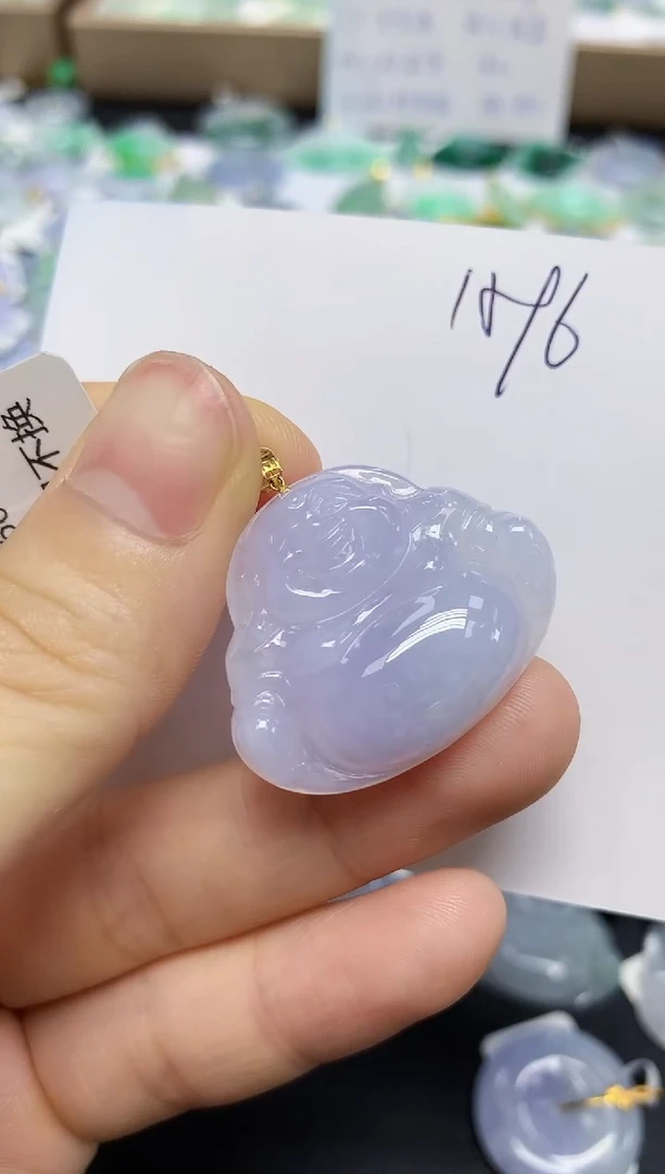 翡翠18K金镶嵌颈饰天然缅甸翡翠A货