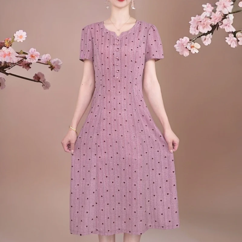 【梦雅女装】2025夏季新款新中式气质古典优雅显瘦洋气减龄连衣裙