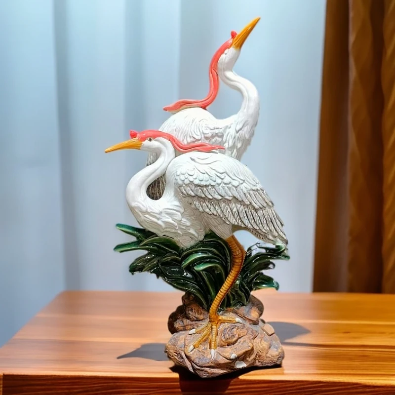 双寿齐天陶瓷一对鹤家居玄关客厅公司茶室装饰礼品27-18-48