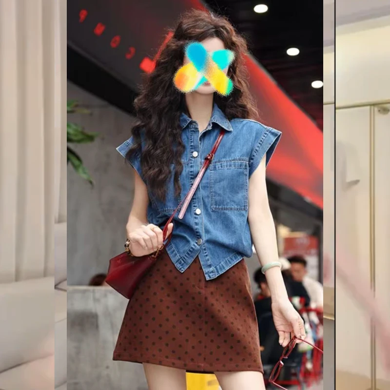 2025新款夏日海盐复古牛仔衬衫女款外穿设计感休闲上衣