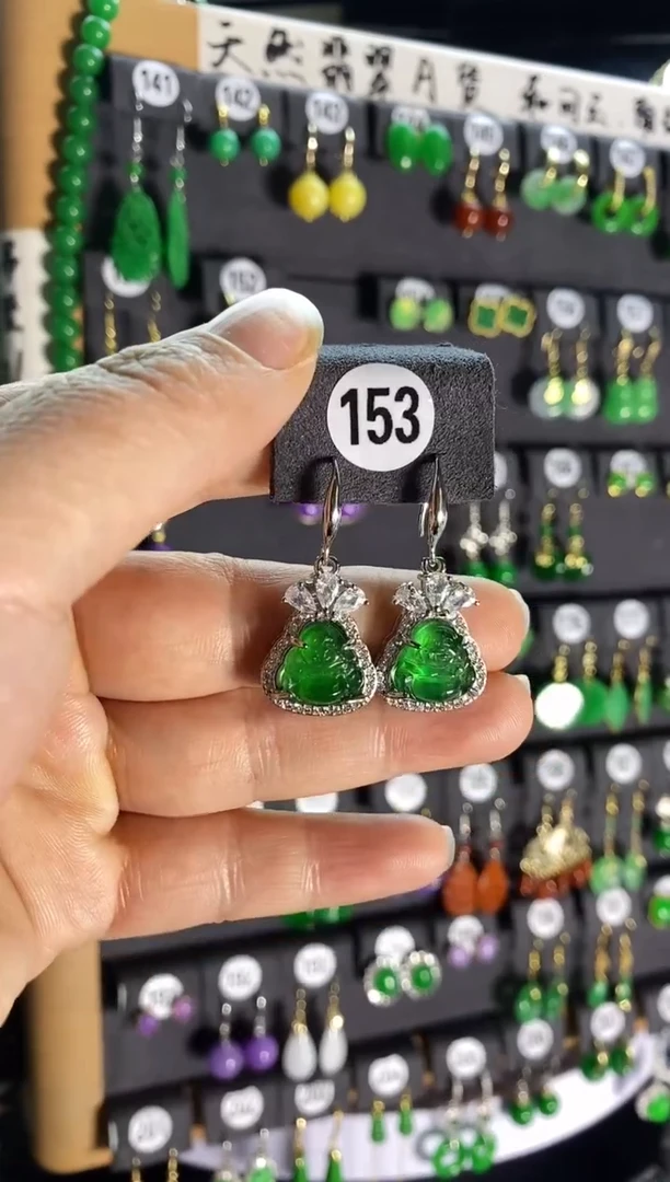 【闪购商品】翡翠耳饰银S925镶嵌153....