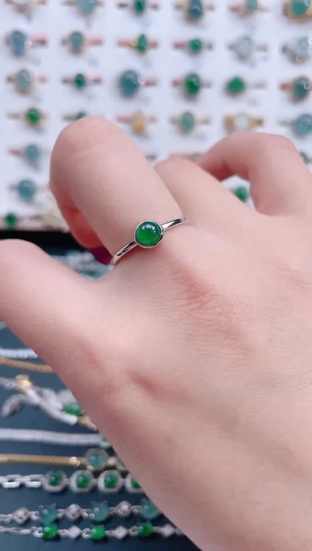 银S925镶嵌戒指翡翠天然翡翠