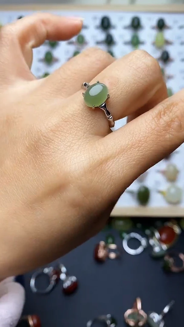 【闪购商品】和田玉戒指银S925镶嵌1